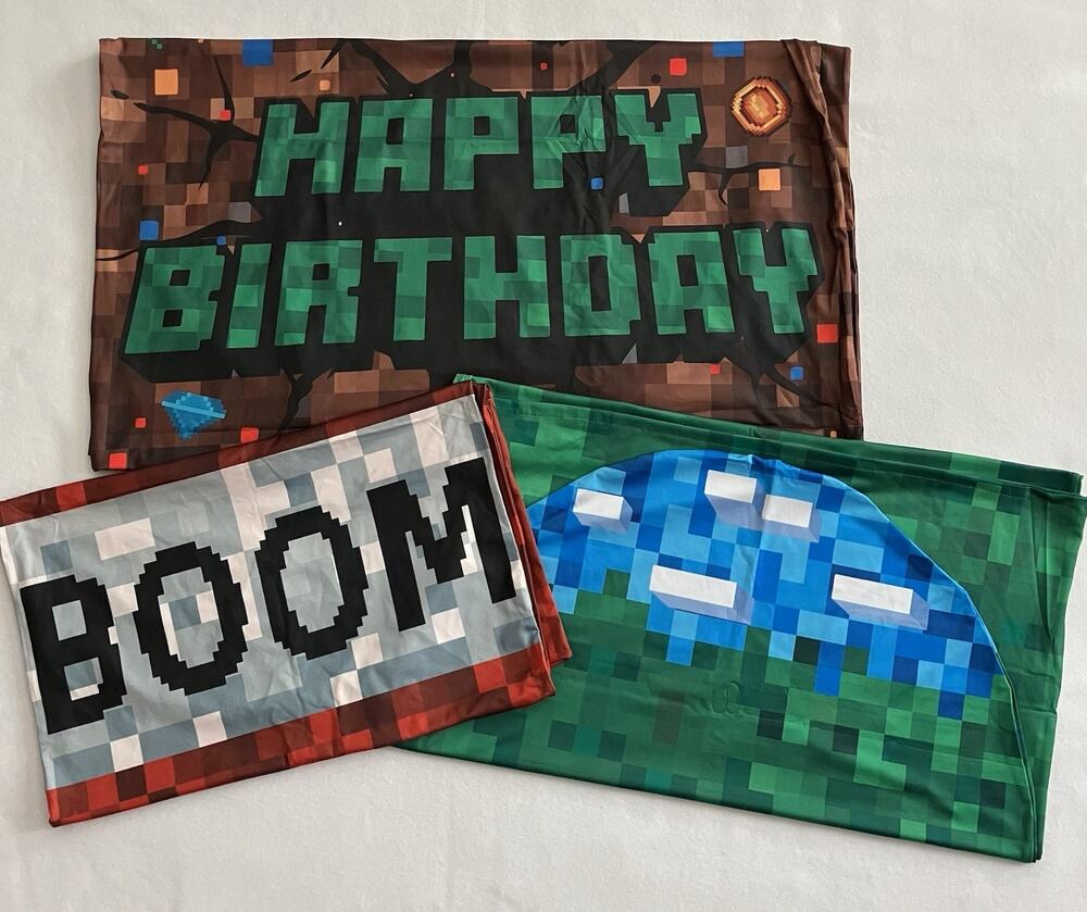 Pixel Arch Backdrop Decoration Kids Birthday Party Video Game Theme 3-Piece Set